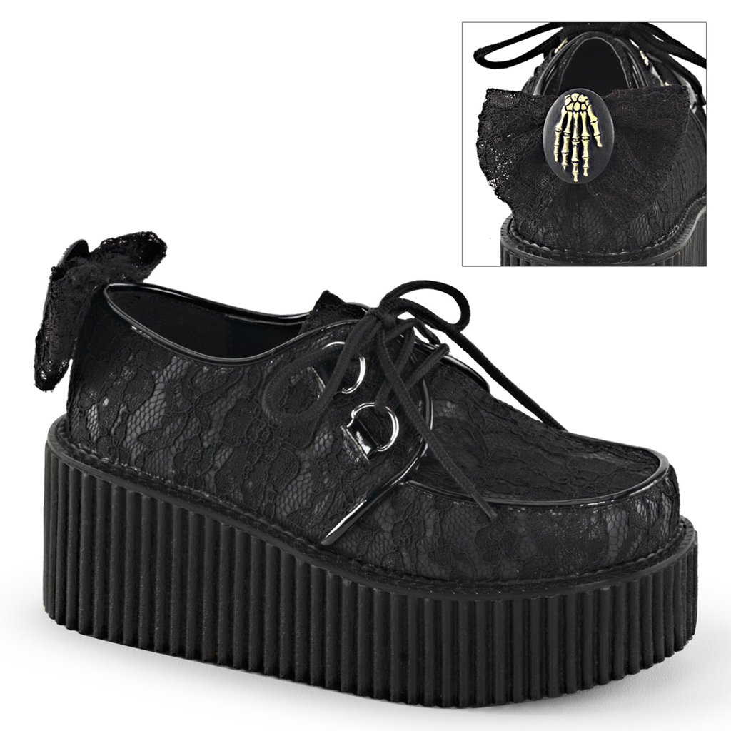 Creepers Demonia Creeper 212 Vegan Cuir Femme - Noir 45983-CNQY